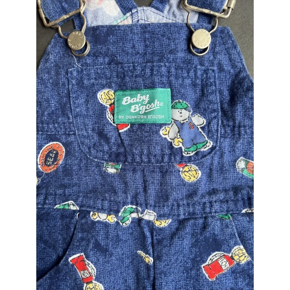 Rare Vintage 90's OshKosh Baby Vestbak Car Mechanic Overalls Set Sz 3-6 Mnths